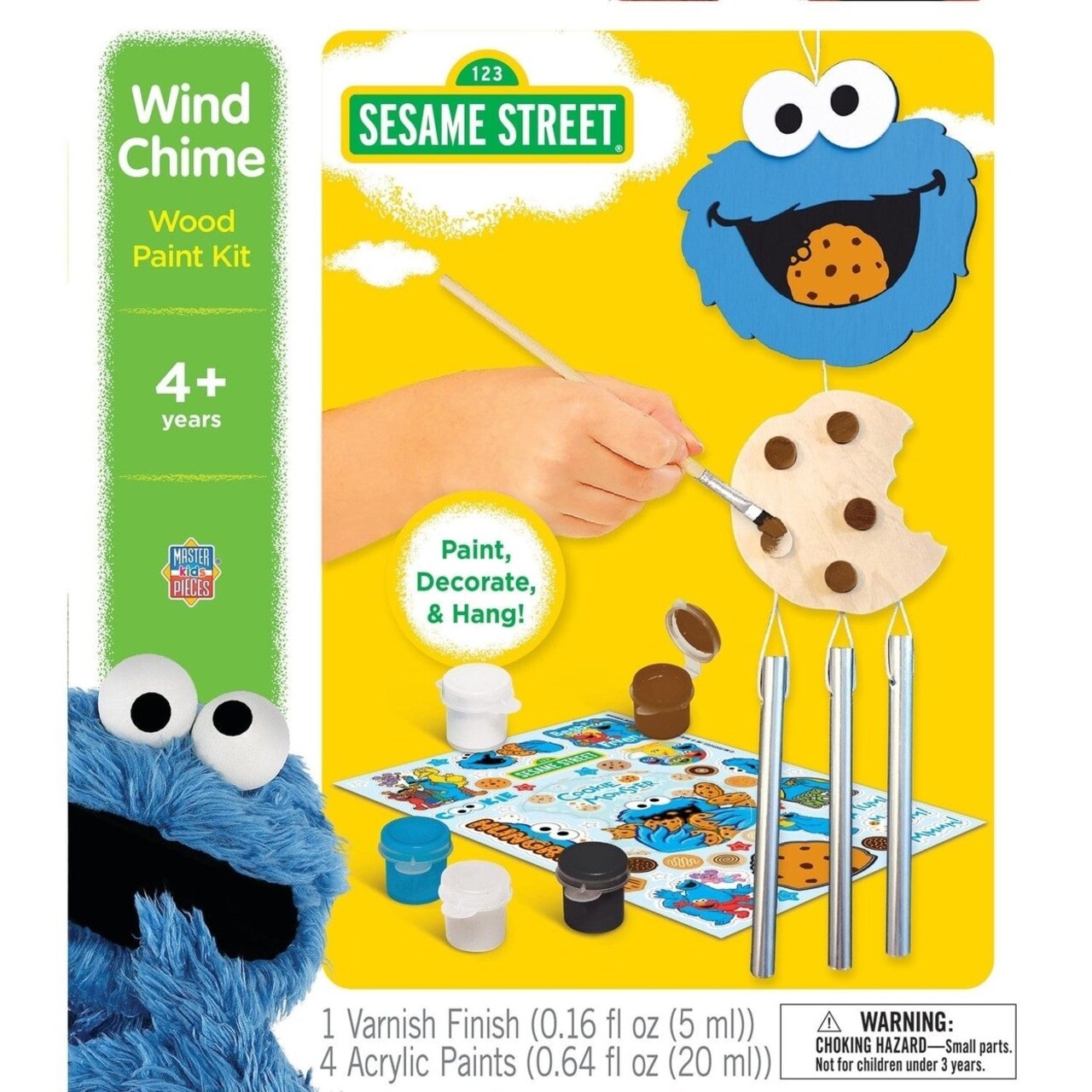 Sesame Street Cookie Monster Wood Craft Paint Kit With Wind Chimes For Kids